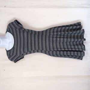 May Pink Y2K Blue Black Striped Fit and Flare Shirt Dress Size Small